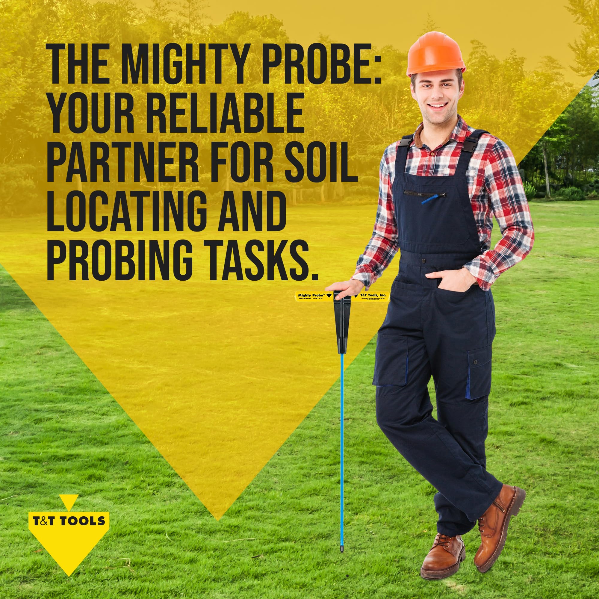 T & T Tools probe in field locating buried utility lines efficiently
