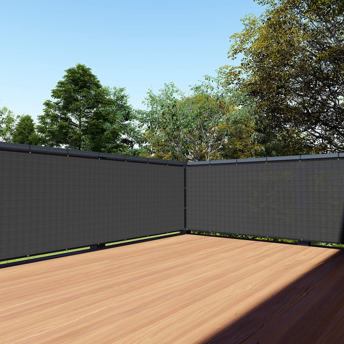 TANG front view of balcony screen showing complete coverage and clean finish