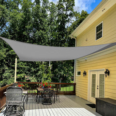 TANG front view of gray rectangular shade sail showing full coverage benefit