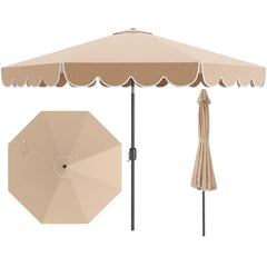 Tangkula front view of 10 ft beige umbrella showing wide shade benefit