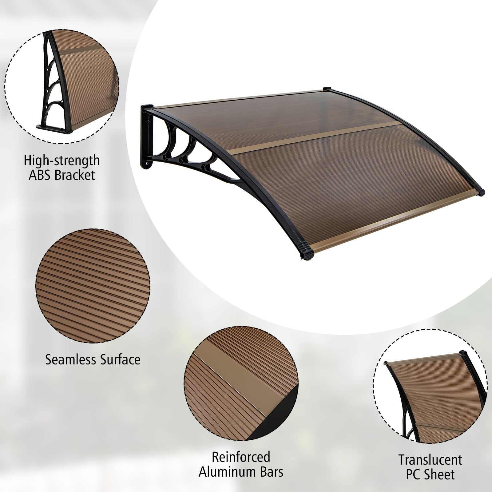 Tangkula awning beside tape measure demonstrating 40" x 48" scale