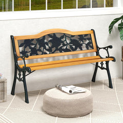 Tangkula close-up of hardwood slats showing smooth finish and comfort benefit