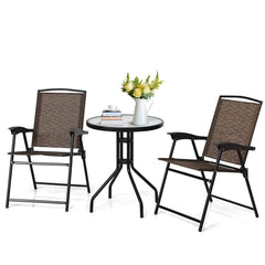 Tangkula front view of 3-piece bistro set showing compact layout and quick setup benefit