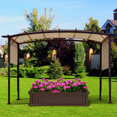Tangkula canopy installed on pergola frame creating shaded outdoor seating area