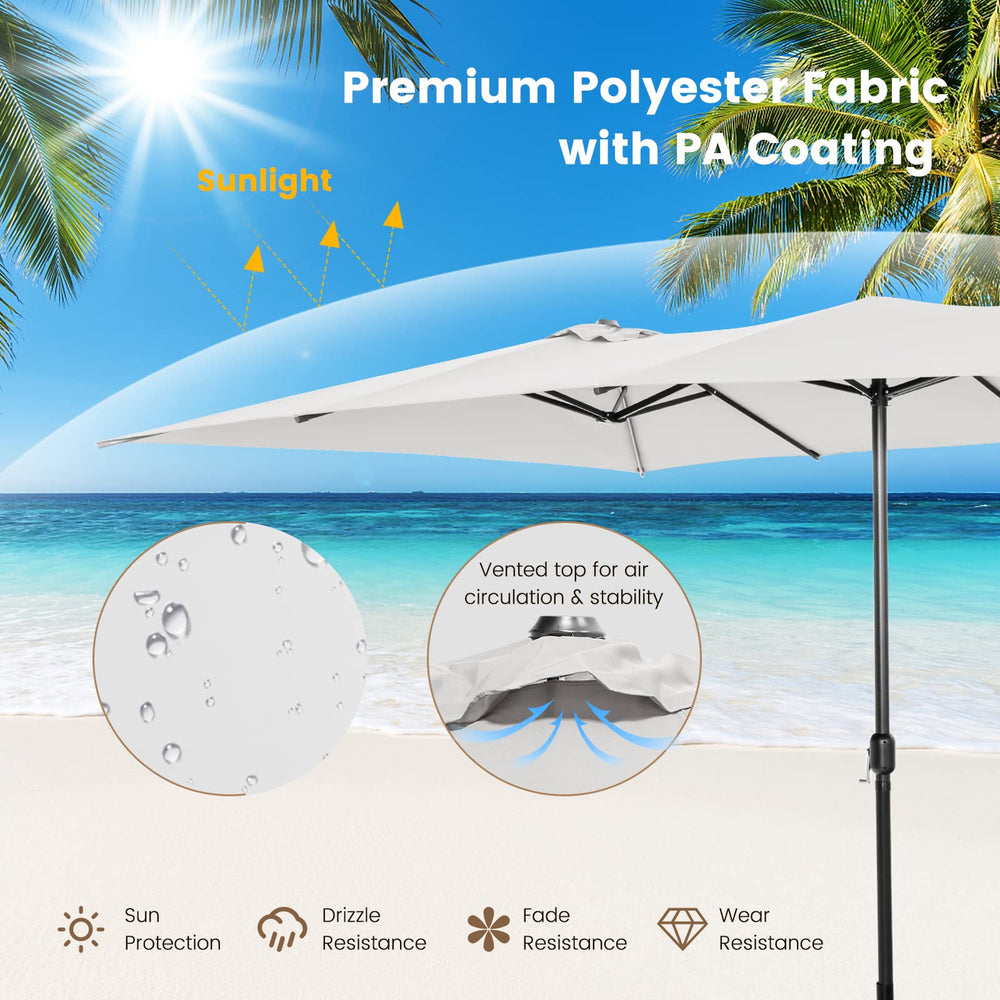 Tangkula polyester canopy fabric texture showing fade and drizzle resistance