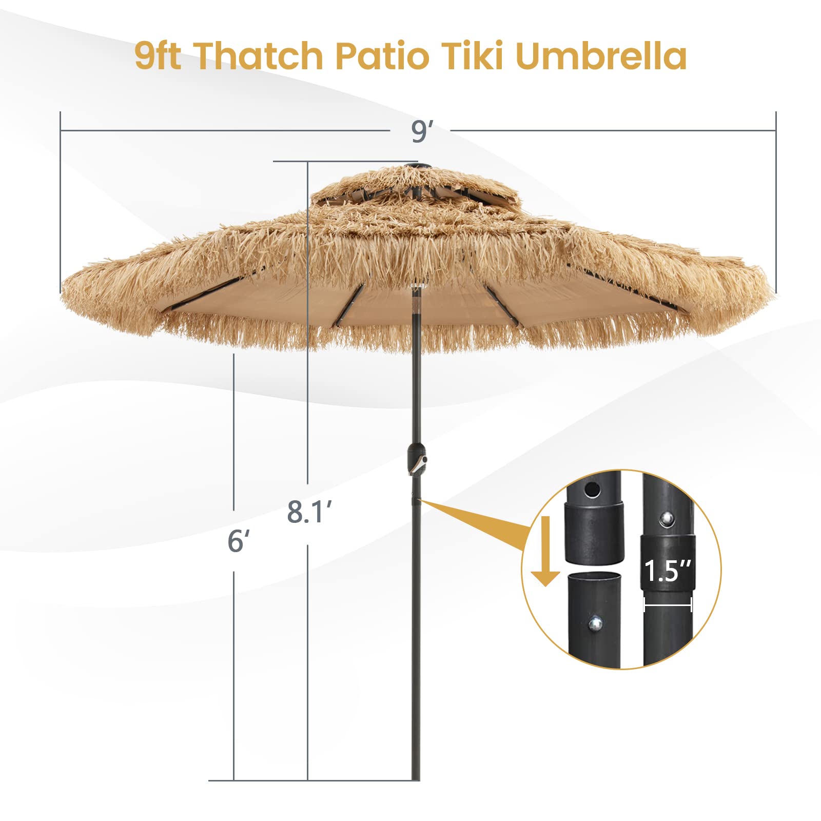 Tangkula center pole with solar panel and light for hands-free power