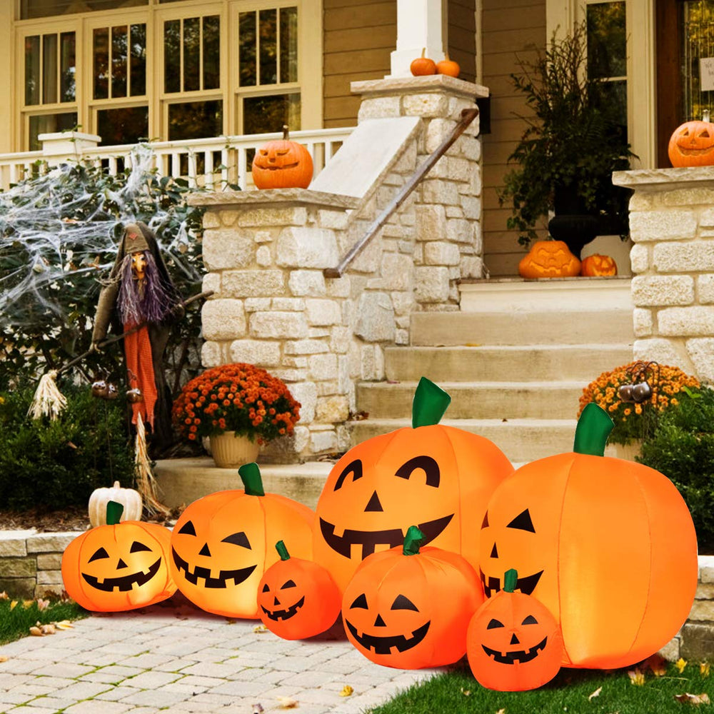 Tangkula close-up LED pumpkins glowing brightly for nighttime visibility