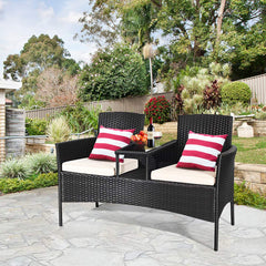 Tangkula PE rattan weave close-up highlighting weather-resistant texture
