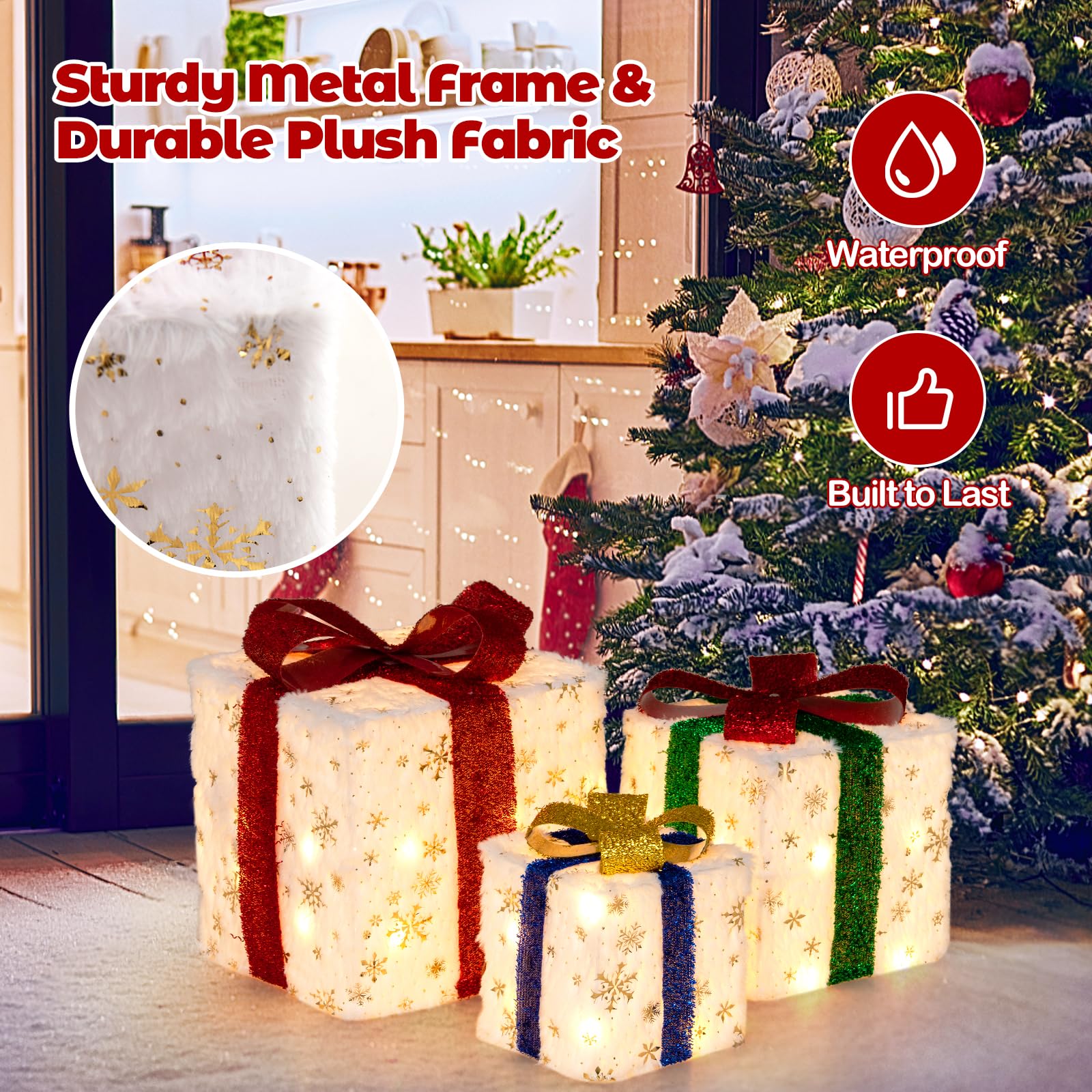 tangkula plush fabric with gold snowflake detail highlighting premium finish