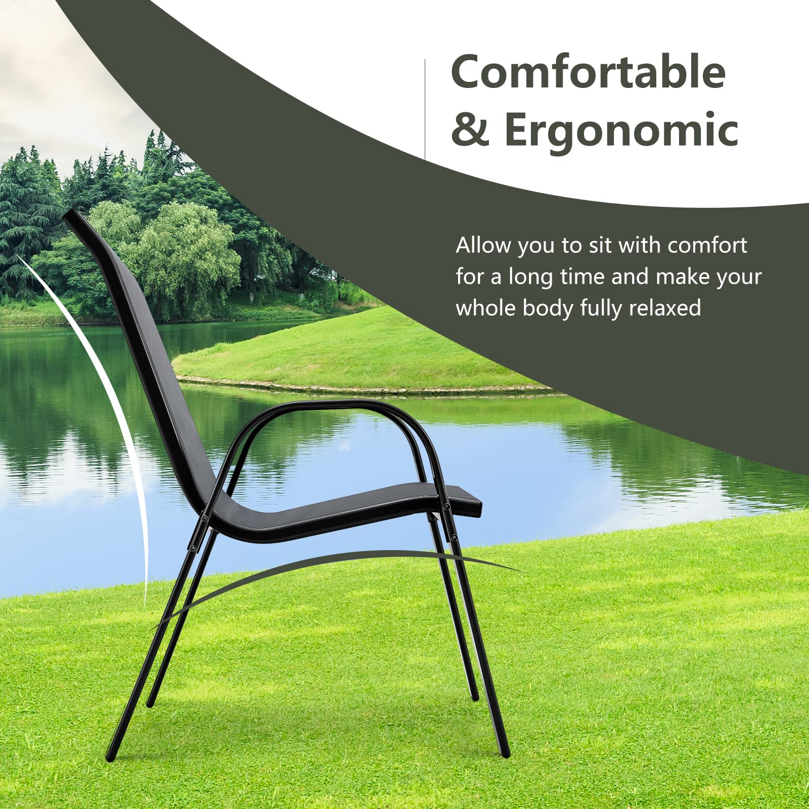 Tangkula chairs arranged at outdoor dining table for social gatherings