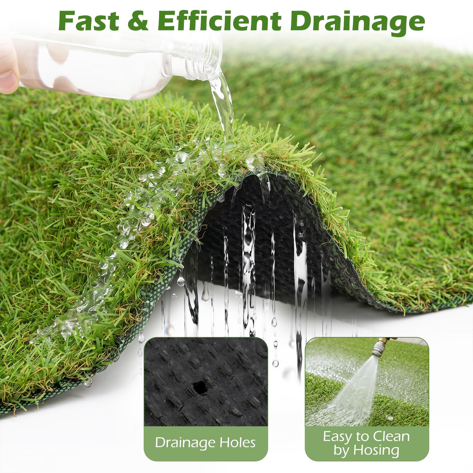Tangkula drainage backing detail showing holes for fast runoff and odor control