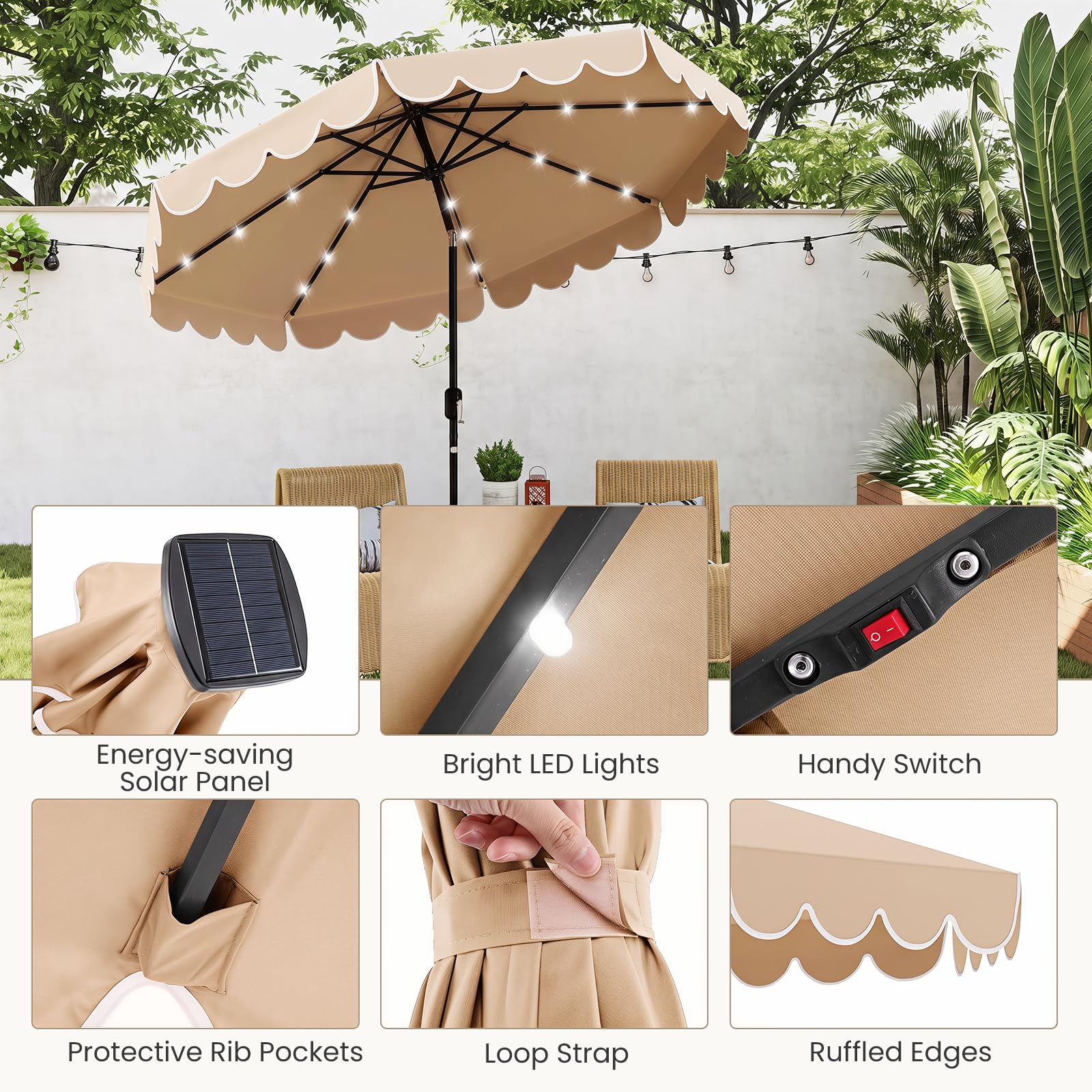 Tangkula polyester canopy texture highlighting durable, fade-resistant fabric