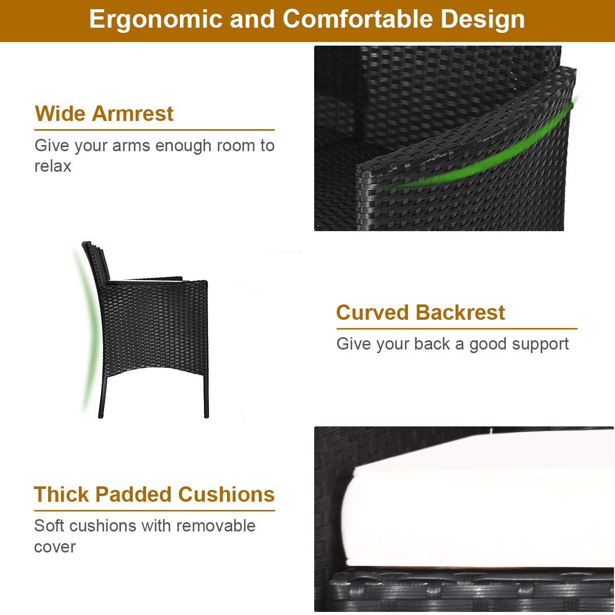 Tangkula durable feet and steel frame underside detail for added stability
