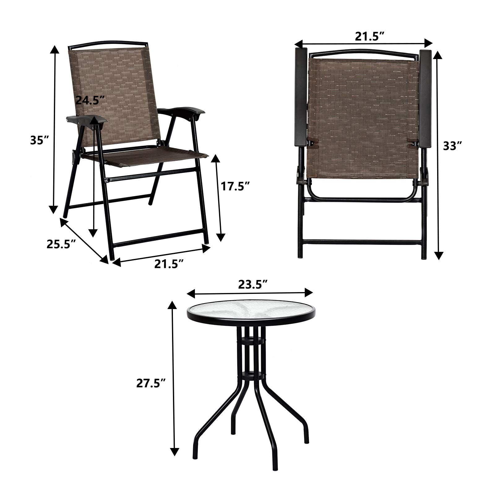 Tangkula two chairs folded for storage illustrating portability and convenient stowaway benefit