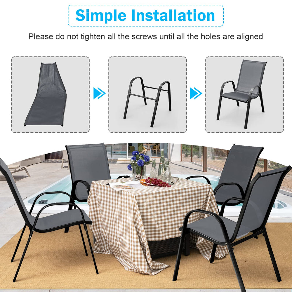 Tangkula steel frame and leg detail illustrating rust-resistant durability
