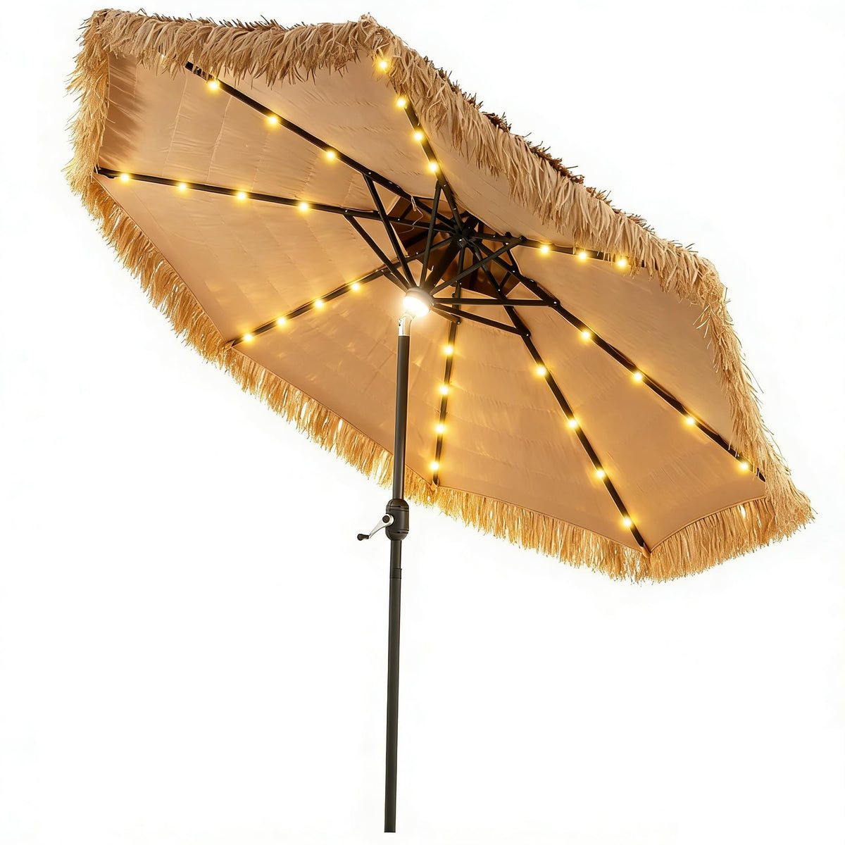Tangkula front canopy showing thatched tiki style and generous shade