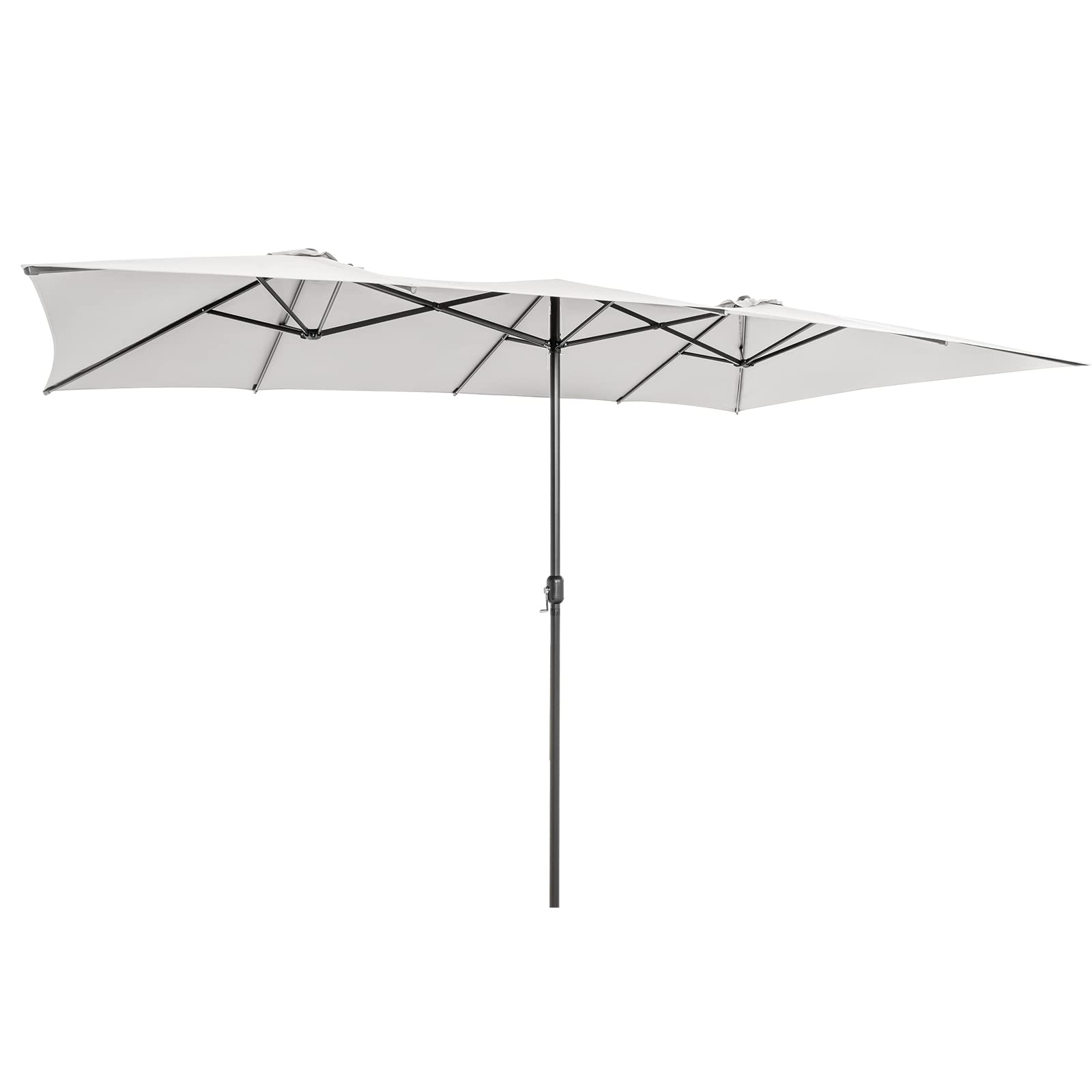 Tangkula front view of beige rectangle umbrella showing large shaded area