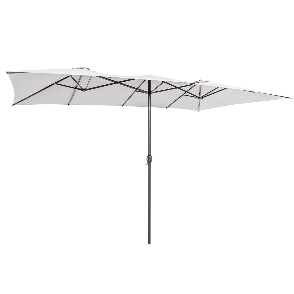Tangkula front view of beige rectangle umbrella showing large shaded area