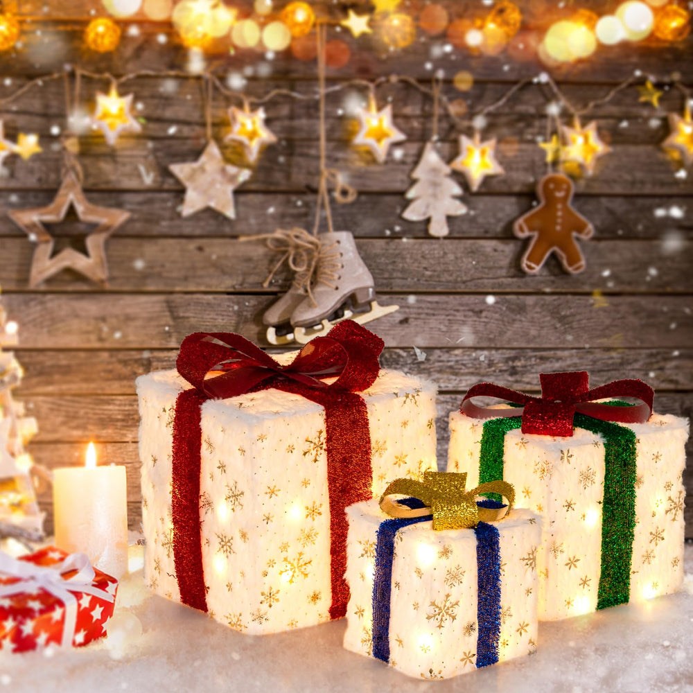 tangkula front trio showing three gift boxes for instant festive curb appeal