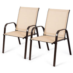 Tangkula front view of two beige chairs showing comfortable wide seats