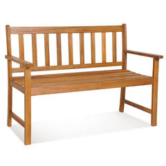 Tangkula front view bench showing sturdy two-person seating and natural look