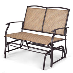 Tangkula front view brown glider showing two-person comfort