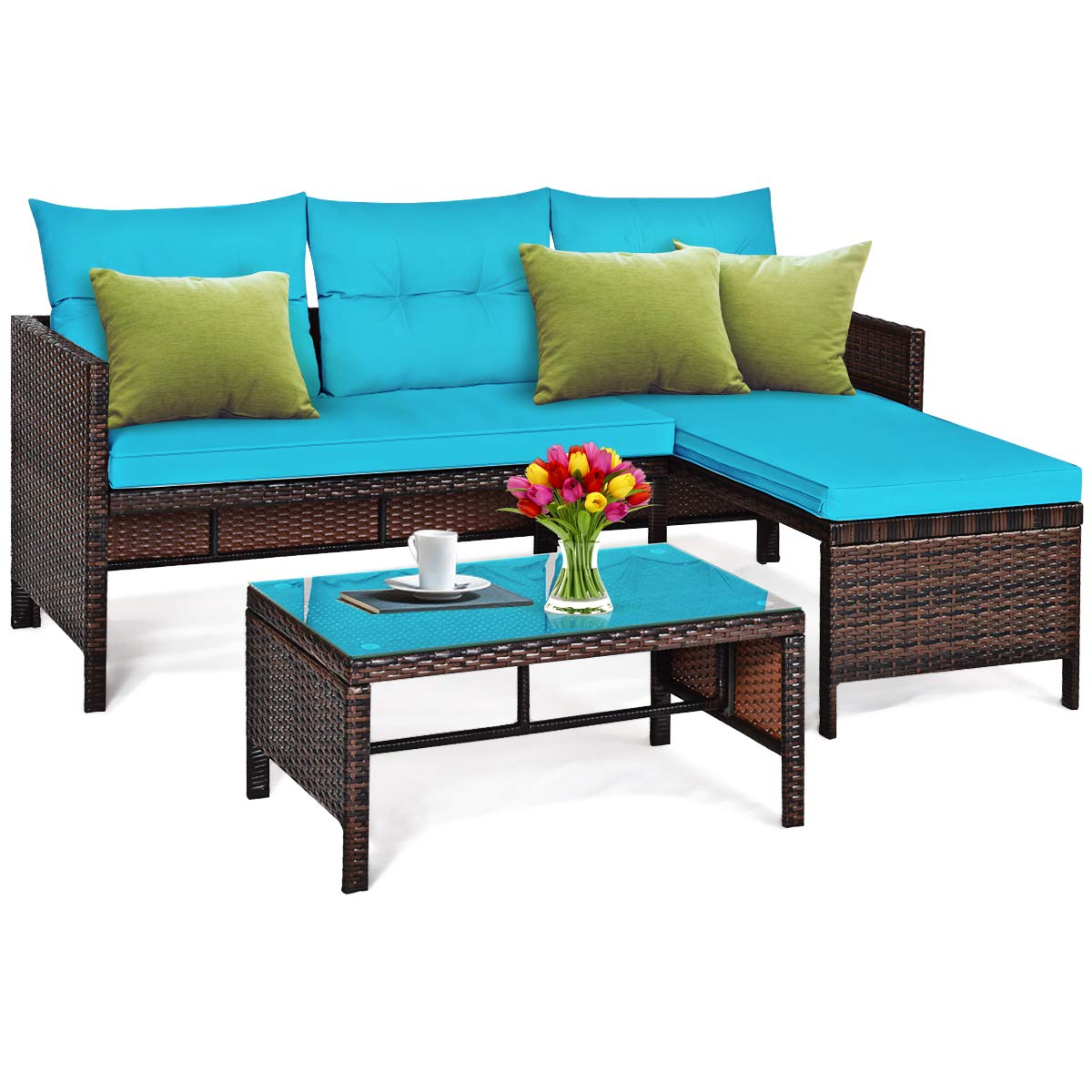 Tangkula front view corner sofa showing full set and seating benefit