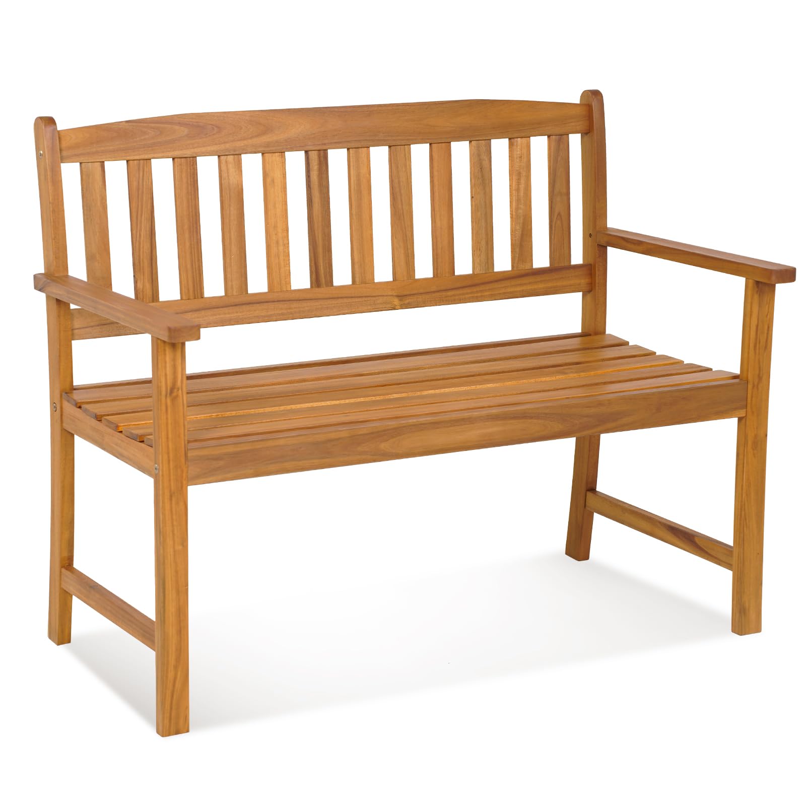 Tangkula front view bench on patio showing sturdy two-person seating benefit