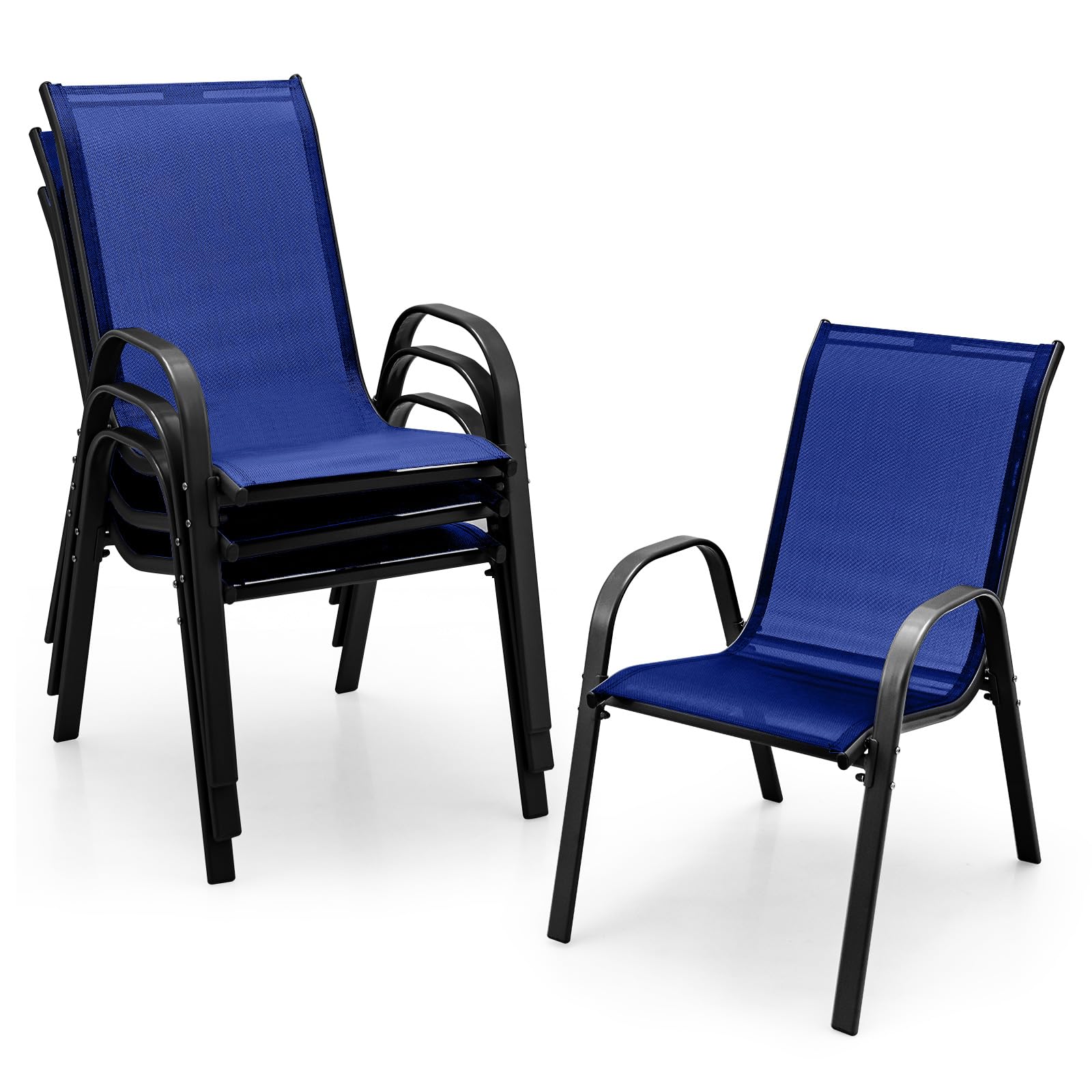 Tangkula front view navy patio chairs showing modern design and comfort