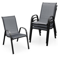 Tangkula front view of four stacked chairs showing compact storage benefit