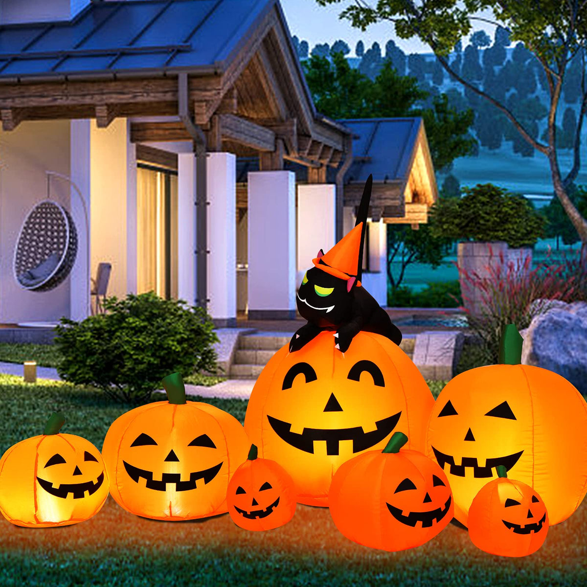 Tangkula front view of pumpkin combo showing festive yard appeal