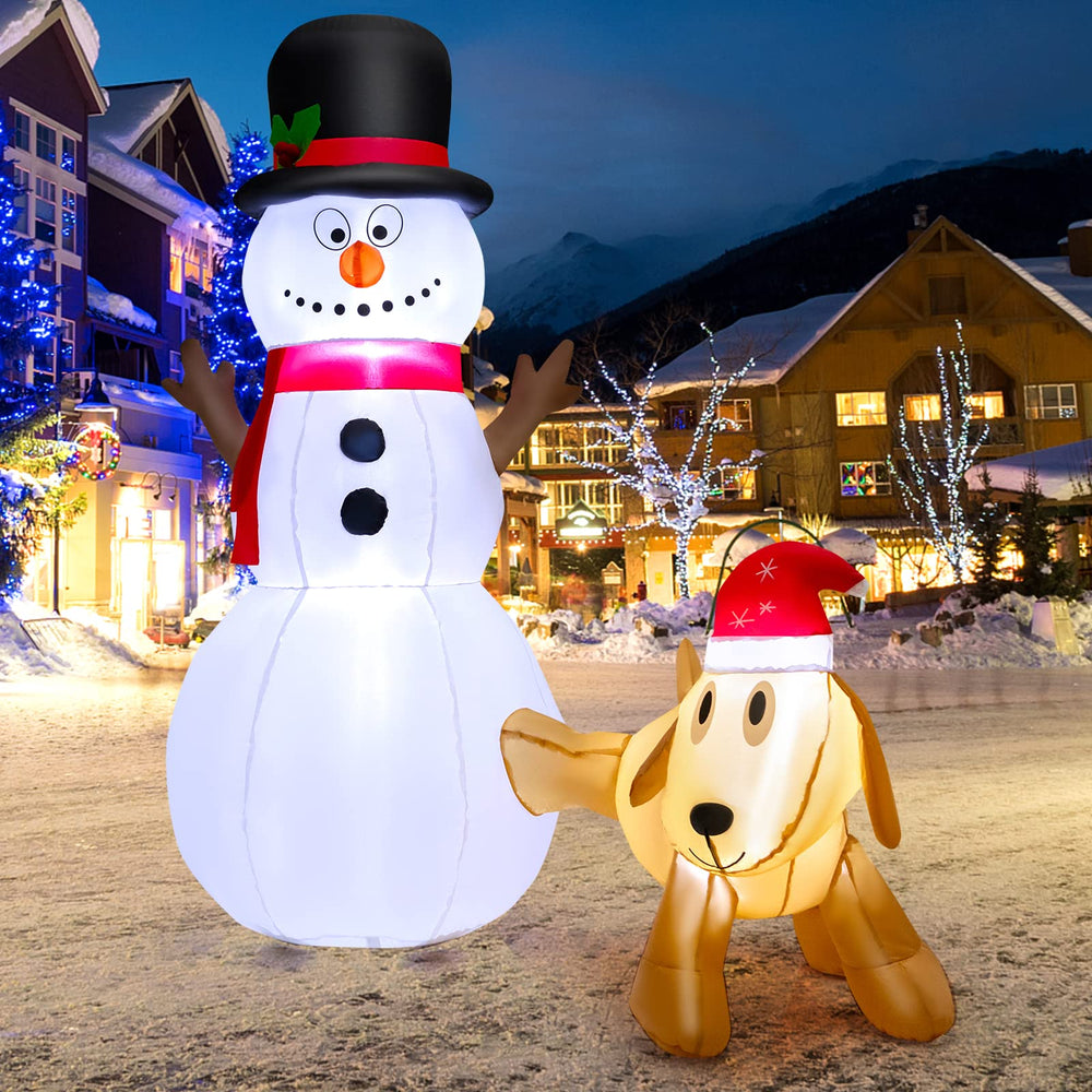 Tangkula front view of snowman and dog showing festive design and curb appeal