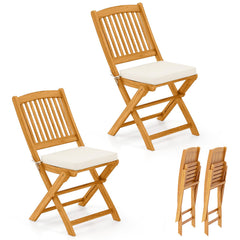 Tangkula front view of two chairs showing sturdy acacia and comfortable seating