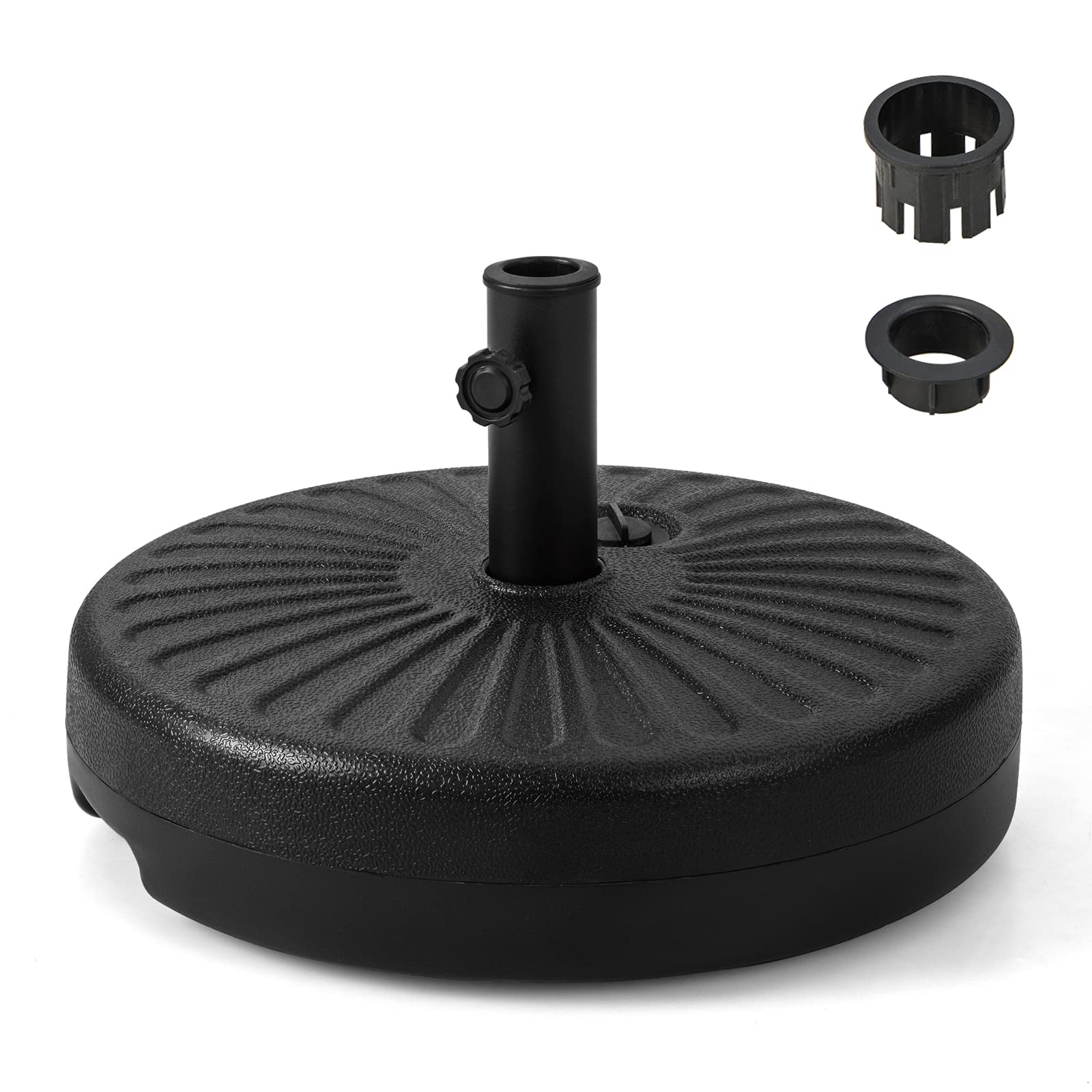 Tangkula umbrella base front view showing stable 20-inch round design