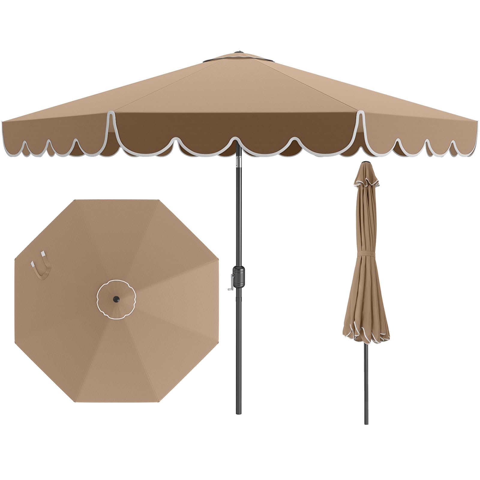 Tangkula front view of full 10 ft umbrella showing shade and curb appeal