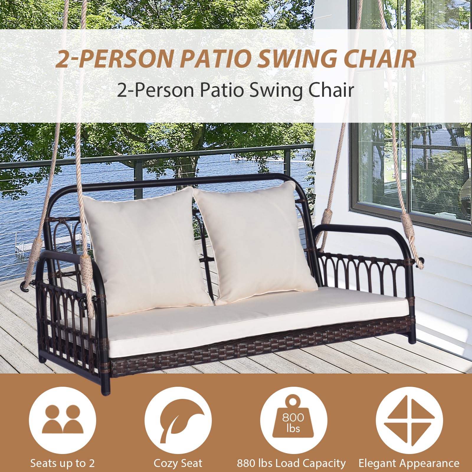 Tangkula in backyard lifestyle showing relaxed two-person seating and ambiance