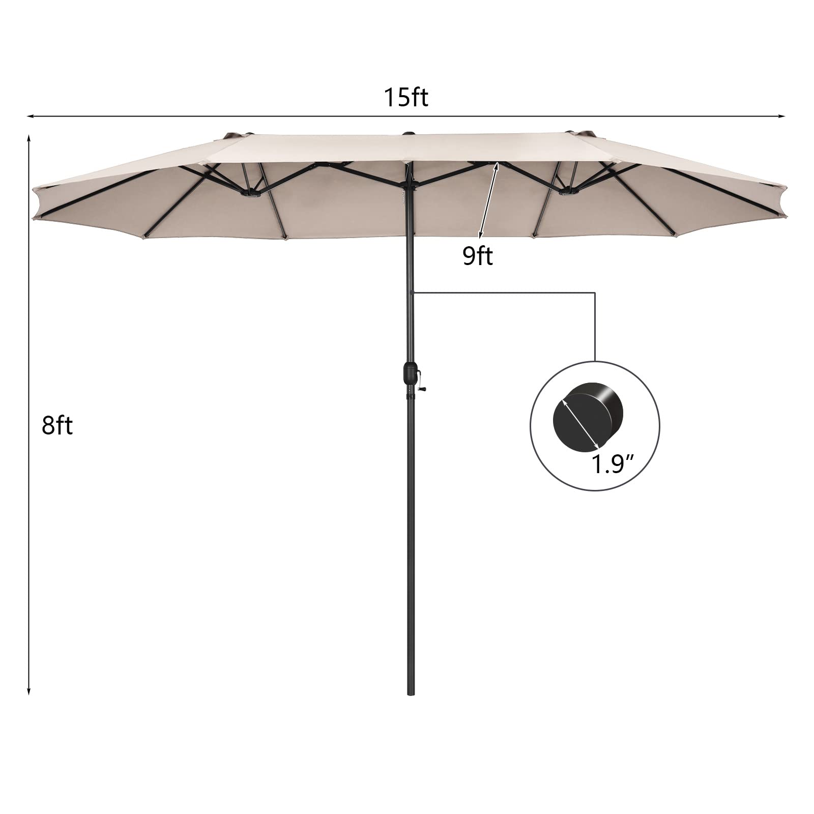 Tangkula in-use over patio dining set creating comfortable shaded seating