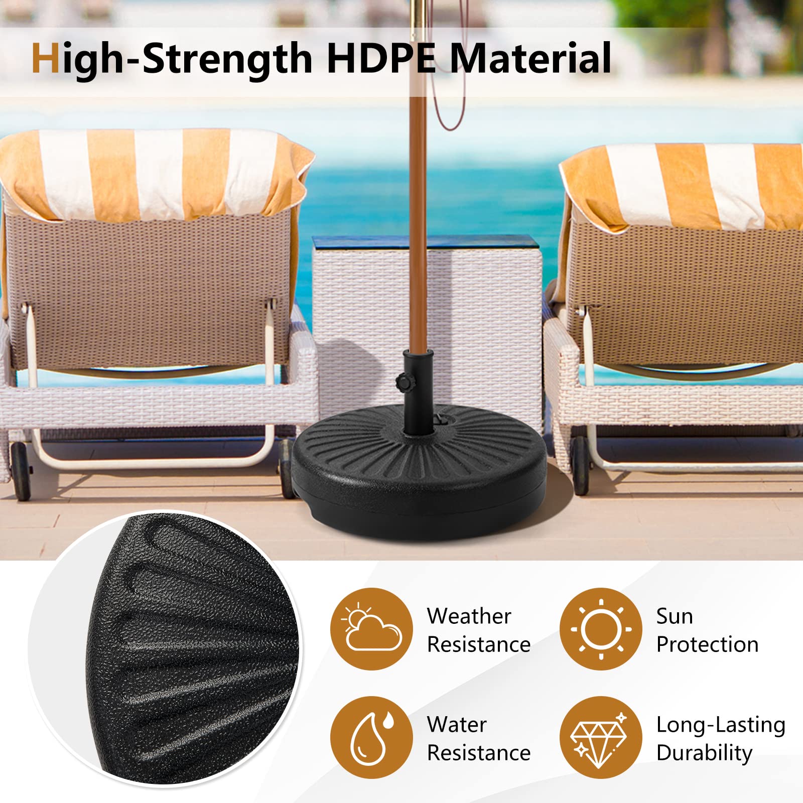 Tangkula umbrella base in patio setting adding shade stability