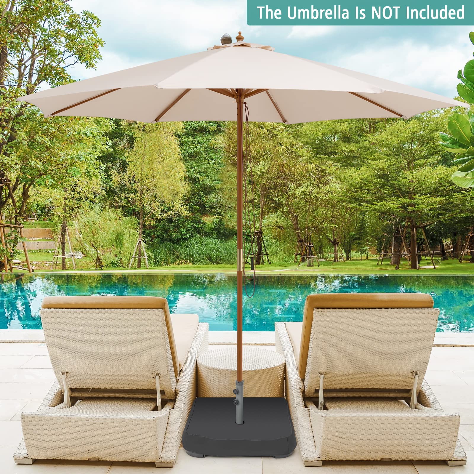 Tangkula installed by pool supporting large market umbrella for stability