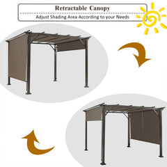 Tangkula canopy installed on metal pergola offering shade and quick upgrade benefit