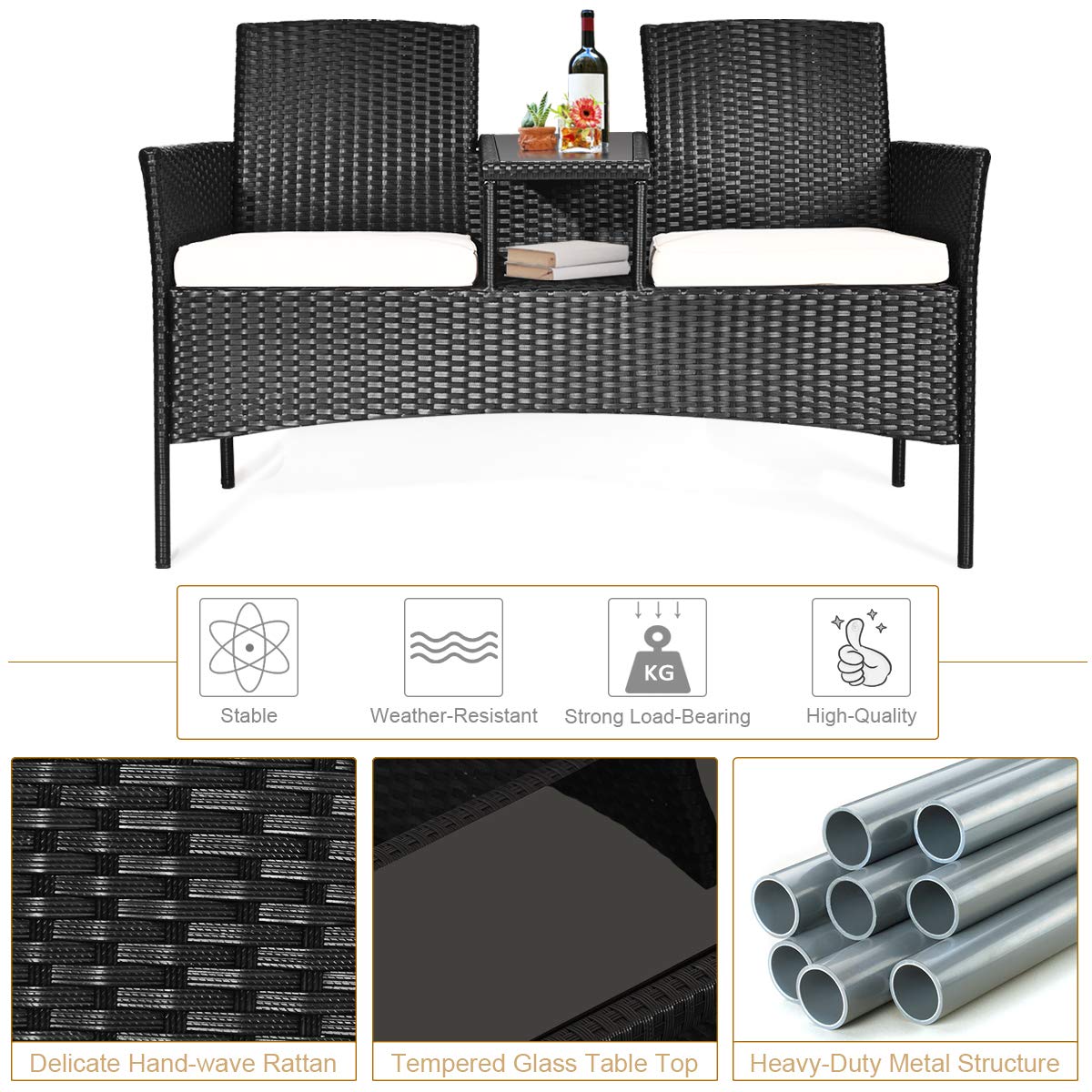 Tangkula lifestyle patio scene with two people enjoying comfortable seating