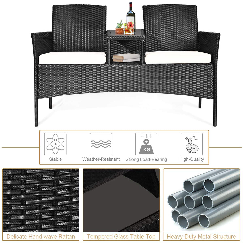 Tangkula lifestyle patio scene with two people enjoying comfortable seating