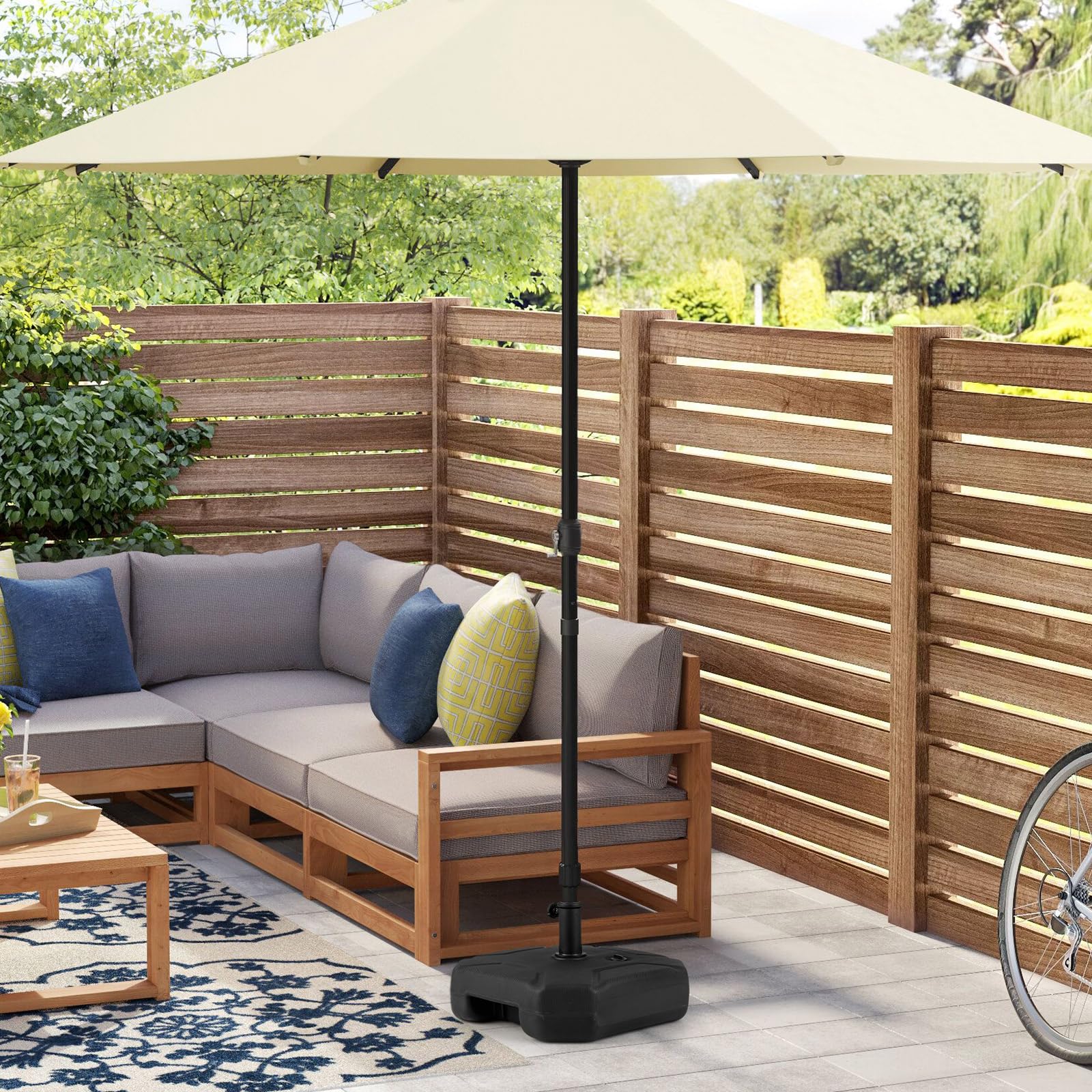 Tangkula lifestyle poolside setup demonstrating secure shade for outdoor relaxation