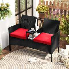 Tangkula close-up of woven PE rattan texture, durable and fade-resistant