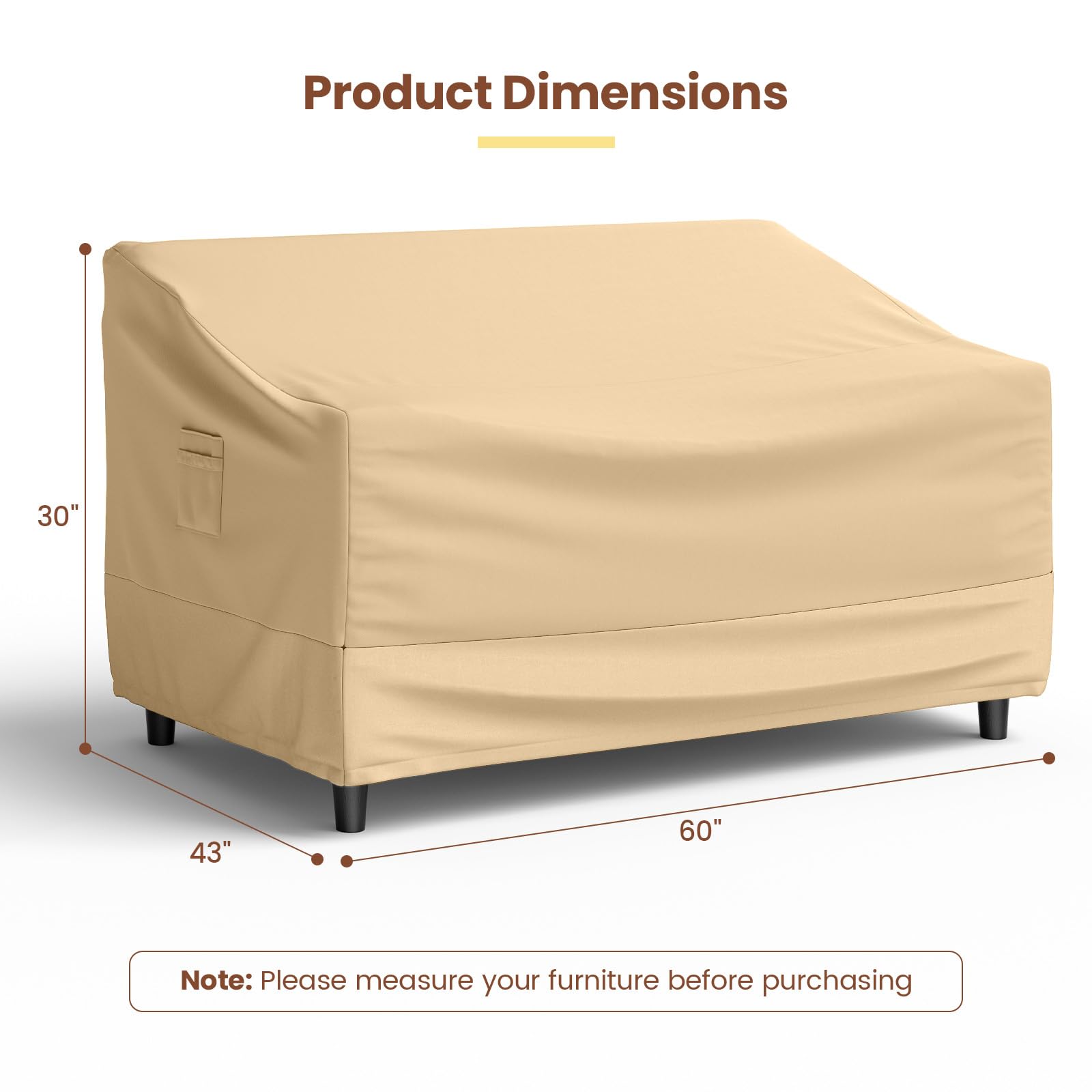 Tangkula beige loveseat cover on patio showing clean aesthetic