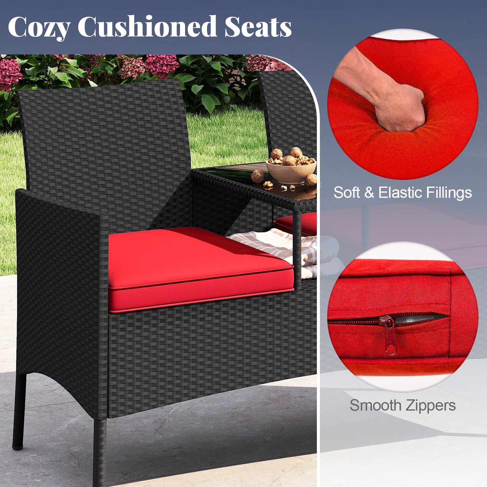 Tangkula side profile showing ergonomic backrests and compact footprint