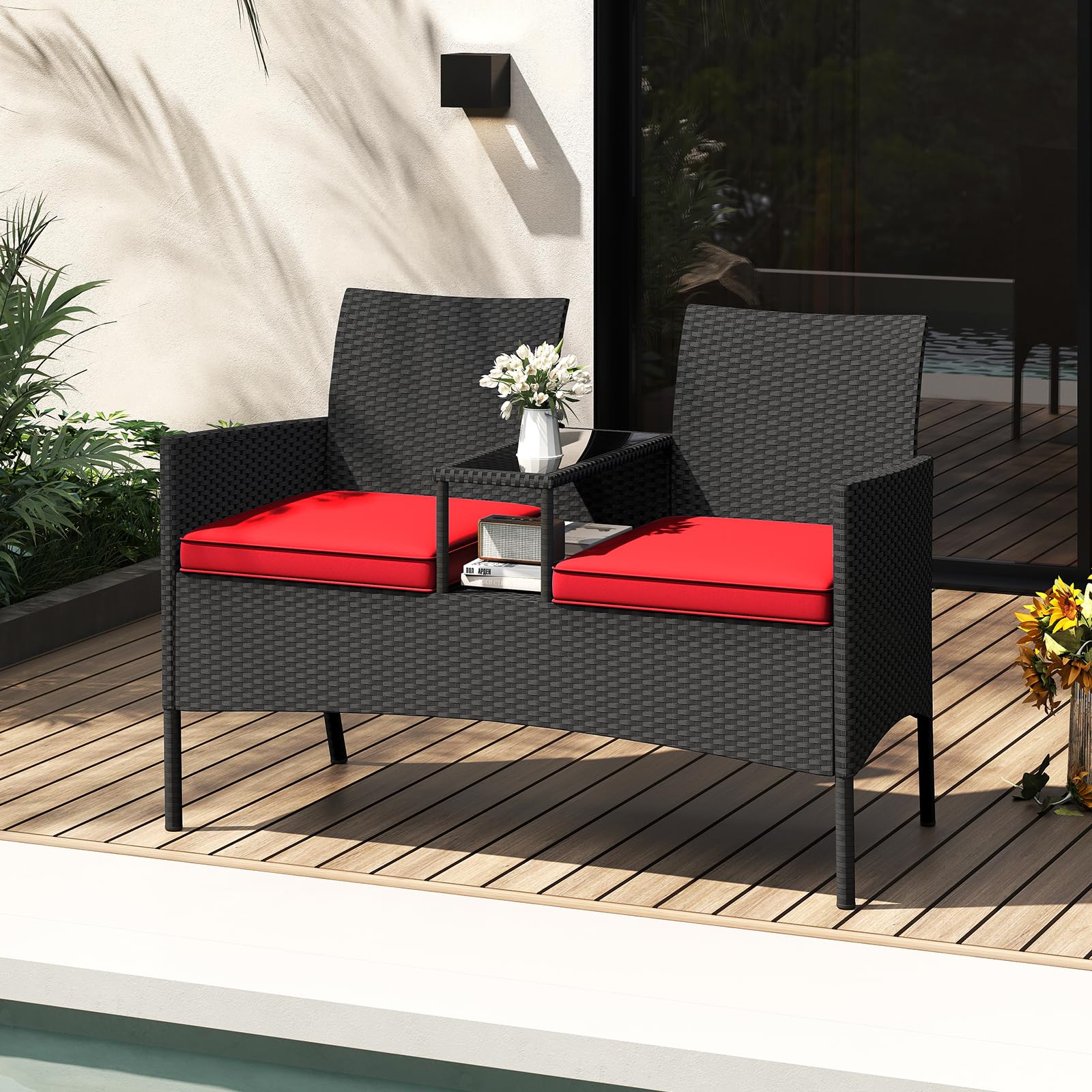 Tangkula tempered glass tabletop detail fixed by suction cups, secure surface