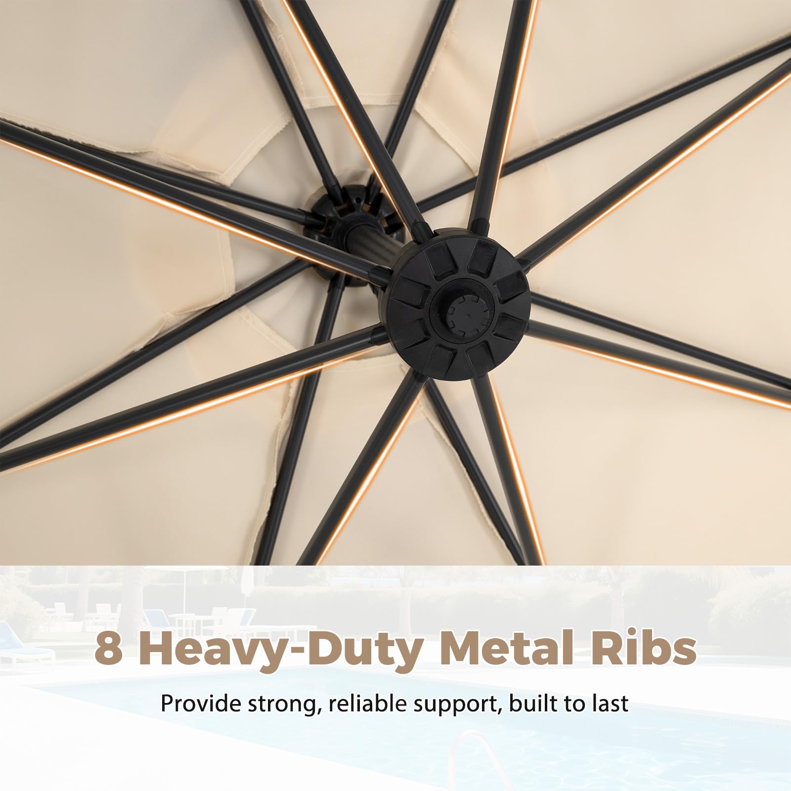 Tangkula metal ribs with rib pockets offering reinforced tear-resistant support