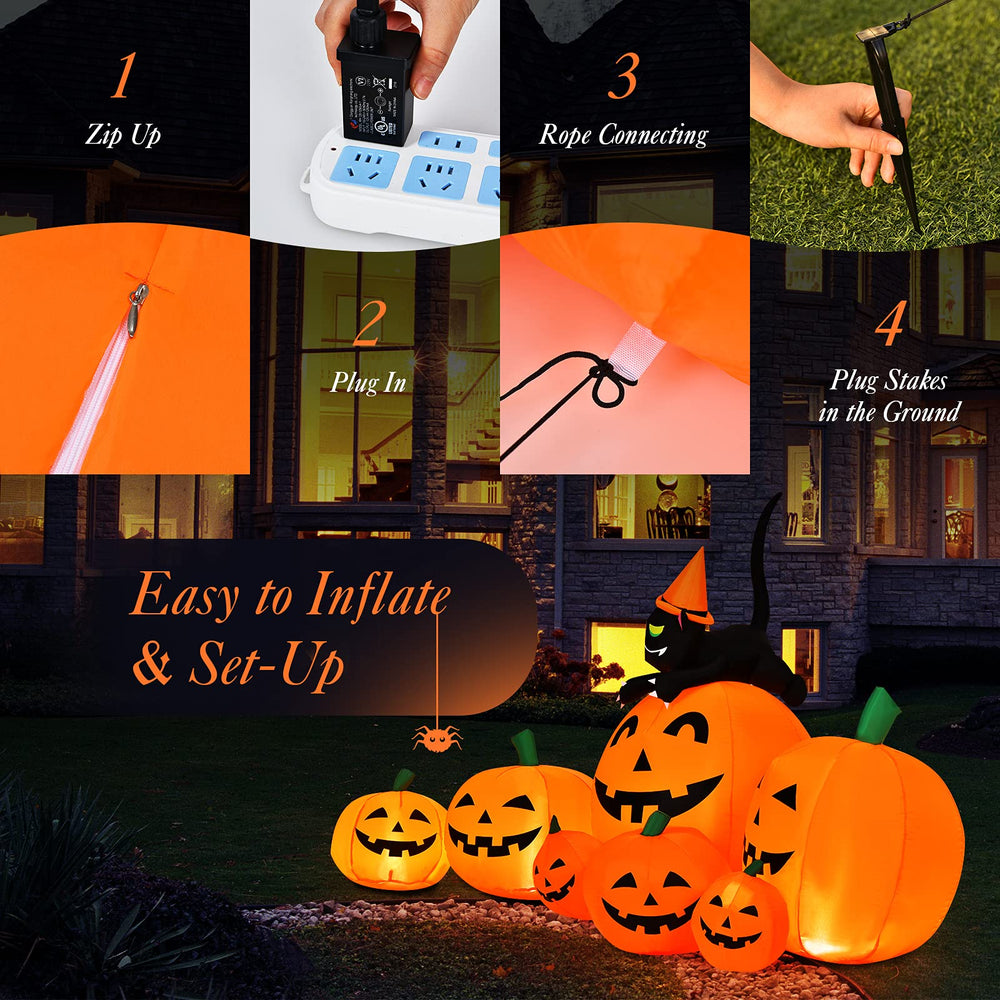 Tangkula illuminated at night creating bright Halloween curb appeal