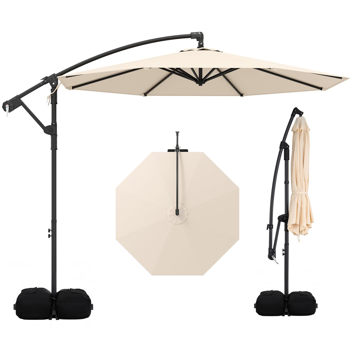 Tangkula offset umbrella front view showing full shade coverage and style